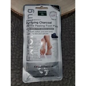 Earth Therapeutics Purifying Charcoal Gentle Peeling Foot Mask Large 1 Pair